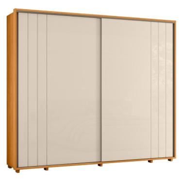 Imagem de Guarda Roupa Casal Dalí Ripado 2 Portas de Correr 8 Gavetas MDF Cinamomo-Off White Made...