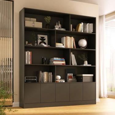Imagem de Estante de Livros 100% MDF 154,6cmx180,5cm 5 Portas 8 Nichos Versatile
