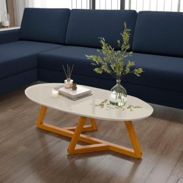 Imagem de Mesa De Centro Sala De Estar Classic Oval Off White - OFERTAMO MÓVEIS