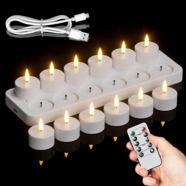 Imagem de Tea Lights Candles GenSwin 12 recarregáveis com temporizador remoto