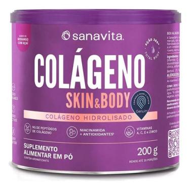 Imagem de Colágeno Skin 300g Sanavita Pele Cabelo Unhas Morango e Açaí