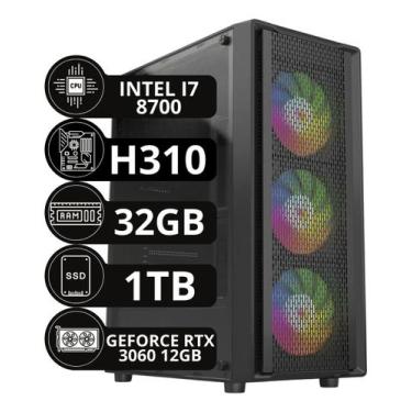 Imagem de Pc Gamer Intel Core I7 8700 32gb Ddr4 Nvme 1tb Rtx 3060 12Gb - Computa