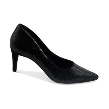 Imagem de Scarpin Feminino Social Preto Valentina 470075-PU Lantejoulas