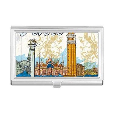 Imagem de Porta-cartões de visita com ilustração nacional de Veneza da Itália