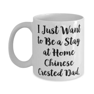 Imagem de Caneca reutilizável de cachorro de crista chinesa de 325 ml, I Just Want to Be a Stay at Home com crista chinesa, exclusiva para amantes de animais de estimação, férias