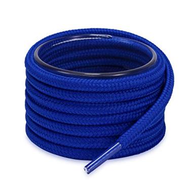 Imagem de Cadarços redondos de cor sólida Shoemate para tênis e botas com 4 Algets de ponta de cadarço, 10 Royal Blue, 52"(132cm)