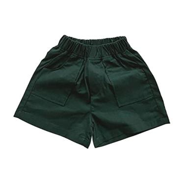 Imagem de Shorts para meninos infantis casuais de verão shorts diários bolso casual moda para roupas infantis shorts de verão (verde, 3-4 anos)