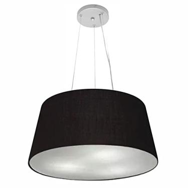 Imagem de Lustre Pendente Cone Cúpula Tecido 21/50x40 cm, Vivare Iluminação, Pendente4048 PR, Preto, Médio