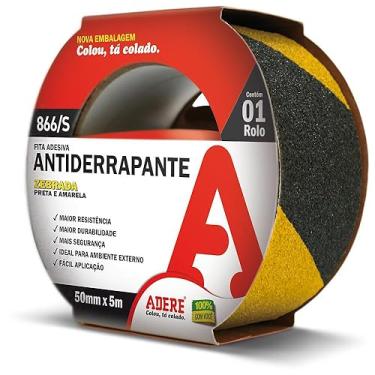 Imagem de Fita Adesiva Antiderrapante Preta e Amarela 50mm com 5 Metros