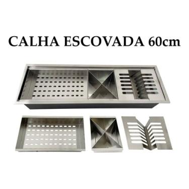 Imagem de Calha Canal Organizador Escorredor Embutir Úmida Inox 60cm - Stillus H