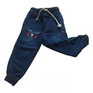 Imagem de Calça jogger Infantil menina Elastico Confortavel Gatinha Branca 2 anos