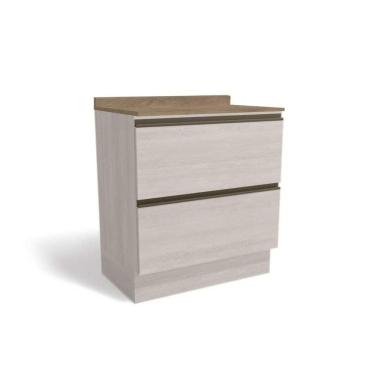 Imagem de Gabinete de Cozinha Modulado Balcão Maxxi G755 2 Gavetas c/Tampo 80cm Branco/Nogal - Kappesberg
