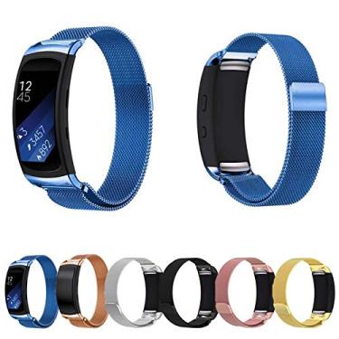 Imagem de Pulseira Aço Magnetica-Milanese compativel com Samsung Gear Fit 2 Pro - Marca LTIMPORTS (Azul)