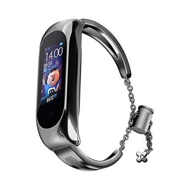 Imagem de Hoopyeecase Metal pulseira de relógio Compatível com Xiaomi Mi Band 5, Metal Corrente pulseira de relógio com Inteligente Fecho Substituição assistir banda Pulseira para Mi Band 6/5/4/3 Pulseira