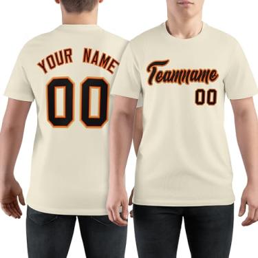 Imagem de Camiseta de beisebol personalizada para homens, mulheres, jovens, camisas de manga curta, logotipo com número de nome impresso personalizado, Creme e preto - 22, One Size