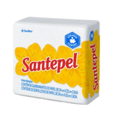 Imagem de Guardanapo de Papel Folha Simples 24 X 22cm Pacote com 50 Unidades Santepel