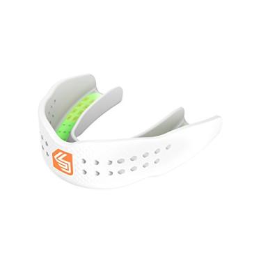 Imagem de (Youth, Basketball, LIME TENSITY- FLAVOR) - Shock Doctor Mouthguard SuperFit - Easy-Fit Strap/Strapless mouthguard - Low Profile Fit perfect for Basketball, Hockey, Lacrosse, All Sport