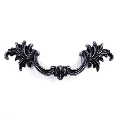 Imagem de Pacote com 6 puxadores de gaveta provincial francesa - arranhões de ferro, centros de furos de 7,6 cm, puxadores chiques vintage gasto para armário de mesa de cabeceira, PW1618AS76