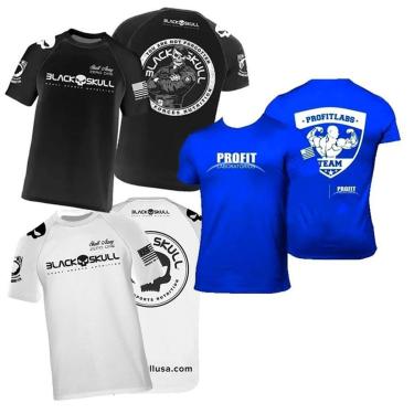 Imagem de Kit 3x Camisa  Branca Caveira + Preta Bope Black Skull + Azul Profit-Unissex