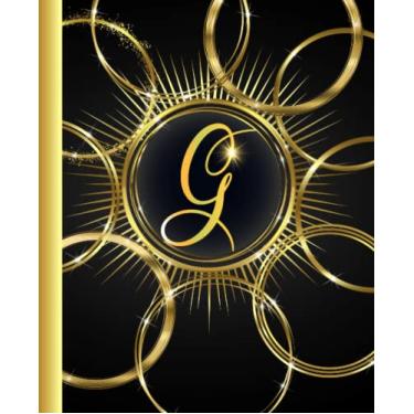 Imagem de Caderno monograma letra G: lindo tema de anéis dourados e brilhantes para adolescentes e adultos | Perfeito para diário e anotações | Estética ... Páginas, 18 x 23 cm, capa fosca macia