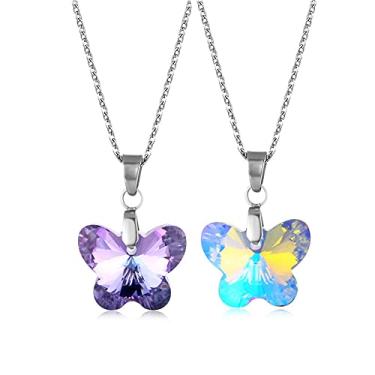 Imagem de JczR.Y Colar de coração oceano de aço inoxidável, pingente de coração de amor para mulheres, meninas, casal, pêssego, coração, clavícula, joia moderna, 2 peças, Aço inoxidável, Sem Pedra Preciosa