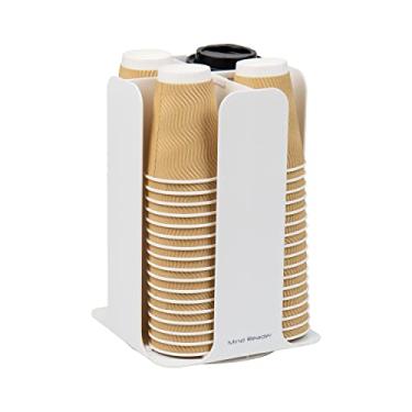 Imagem de Mind Reader Carrossel de tampa, barra de café organizada de bancada, suporte de copo de bebida, plástico, C x 19,7 cm L x 29,2 cm A, branco