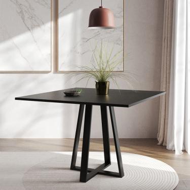 Imagem de Mesa de Jantar Mônaco 110cm Tampo Preto Pés Preto