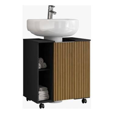 Imagem de Gabinete Banheiro 1 Porta Pequin (PRETO RIPADO)