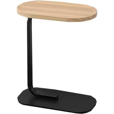 Imagem de Mesa lateral pequena, mesa C, estreita, redonda, sofá, sofá, mesa de jantar, para lanches, bebidas, mesa de destaque para sala de estar e quarto