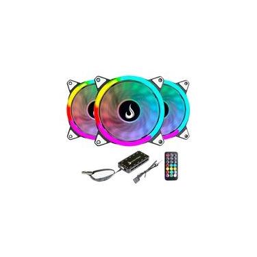 Imagem de Kit Com 3 Ventoinhas Rise Mode Energy, 120mm, ARGB, Preto  - FN-02-RGB-5V