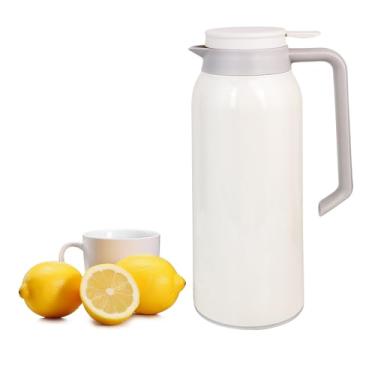 Imagem de Garrafa térmica de café de 1,445 g de aço inoxidável com isolamento térmico de parede dupla para café, suco, chá, uso doméstico e no escritório, mantenha 12 horas quente 24 horas, branco frio