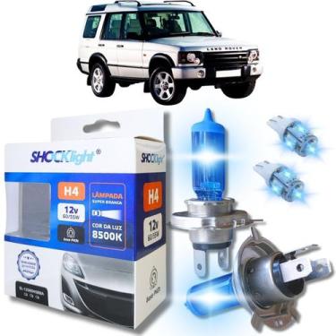Imagem de Kit par lâmpadas super branca conector h4 8500k shocklight + par leds 