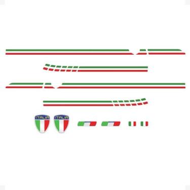 Imagem de Adesivos Faixa Lateral Fiat 500 Italia + Emblemas Resinados - SPORTINO