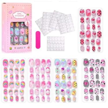 Imagem de Kit 120 Peças Unha Postiça Kids Infantil Autocolante | Unha Kids Autoadesivas (Opção 6, único)