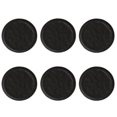 Imagem de Conjunto de Pratos Rasos 06 Peças Linhas Preto Matte Porto Brasil
