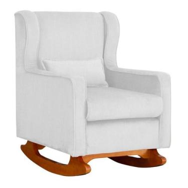 Imagem de Poltrona Aurora Pés Balanço Luxo Suede Cores - DS Estofados, Branco