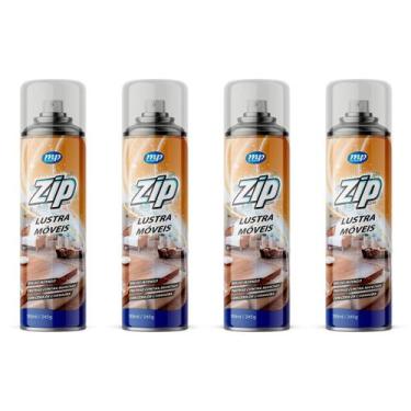 Imagem de Kit 4 lustra moveis limpa perfuma e dá brilho spray zip 300ml my place