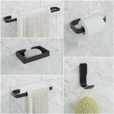 Imagem de Kit De Acessórios Para Banheiro 5 Peças Stander Preto - JGC COMERCIAL