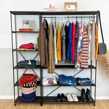Imagem de Armário Arara Industrial Closet Completo Modular Ample de Ferro e Made