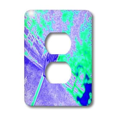 Imagem de 3dRose lsp_79943_6 A Stop Sign In Neon Aqua and Purple On A Street Corner 2 Plug Outlet Cover