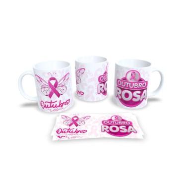 Imagem de Canecas Branca de Porcelana Personalizadas Outubro Rosa - Estampa Subl