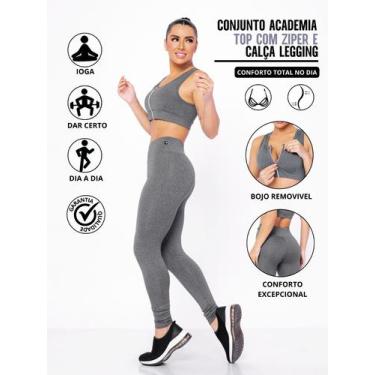 Imagem de Conjunto Academia Top Com Ziper E Bojo E Calça Legging Sinta O Confort