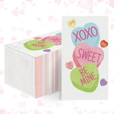Imagem de Horaldaily 50 guardanapos decorativos de papel descartável para convidados, toalha de mão colorida de coração doce para festa, almoço, jantar, cozinha, banheiro