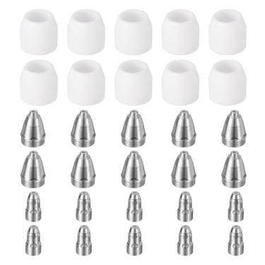 Imagem de HARFINGTON Kit de 30 peças de eletrodos de bocal de cortador de plasma P80 e consumíveis de copo de cobertura, ponta de bocal de 1,7 mm