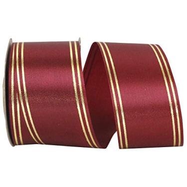 Imagem de Reliant Ribbon Fita de listras quádruplas, 5,5 cm x 50 jardas, Borgonha