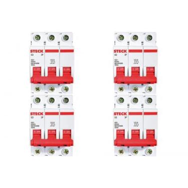Imagem de Kit C/4 - Disjuntor Steck Din Tripolar 25A Sd63 C 3Ka