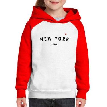 Imagem de Moletom Infantil New York 199X - Foca na Moda, Branco, Vermelho, 8
