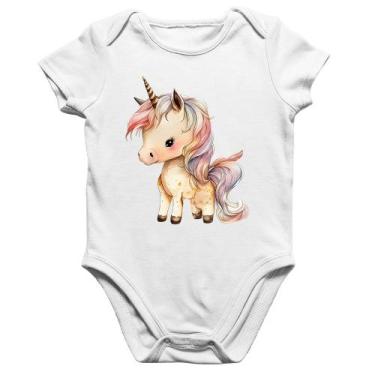 Imagem de Body Bebê Algodão Unicórnio Desenho - Foca na Moda, Branco, M