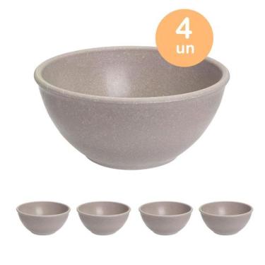 Imagem de 4un TIGELA 500ml BOWL CUMBUCA VASILHA SOPA CALDO CINZA - Evo