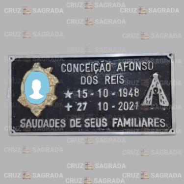 Imagem de Placa em Alumínio Túmulo Jazigo Lápide Cemitério com Foto e Imagem Nos